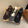 Fashion Fashion Square Toe Fleece Flet Ballet Flats Woman Winter Warm Wool Mary Jane Shoes Ladies Brand Design Elegant Plush Loafers