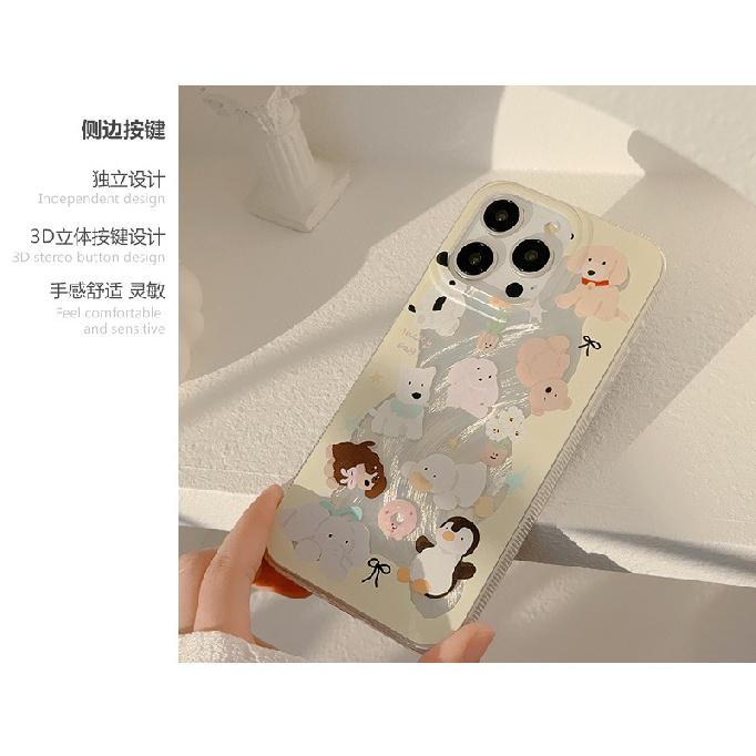 Creamy yellow animal phone case suitable for Apple 15, feather yarn iPhone 17, anti-drop 12, Korean style 16, cartoon 14 Pro Max
