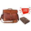 Мужская новая винтажная сумка через плечо из натуральной козьей кожи для ноутбука. С комбинированным кожаным дневником