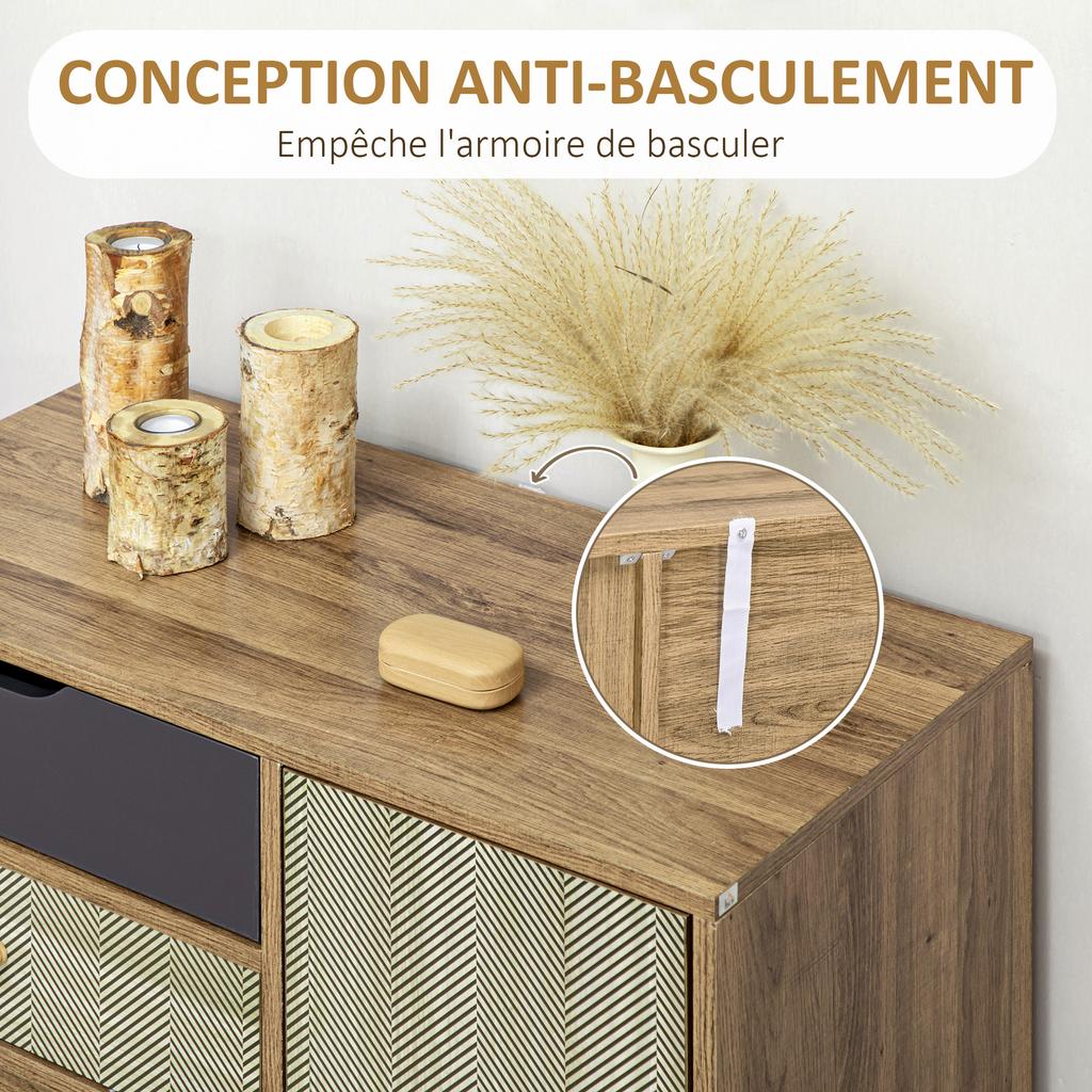 Storage Unit, 79 X 39 X 86 cm, Sideboard with 4 Drawers and 1 Cupboard, Brown, Chest of Drawers