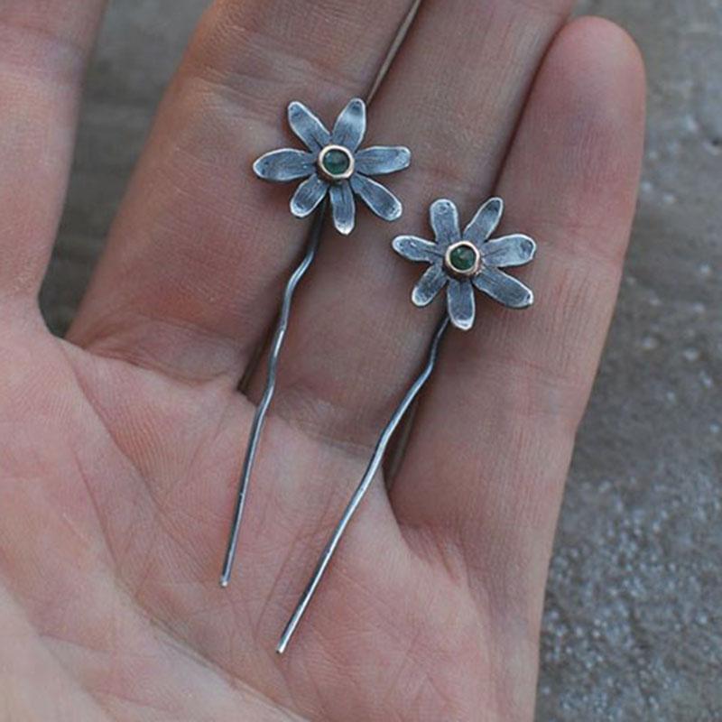 Нежные серьги-подвески в виде цветка из металла с зеленым кристаллом для женщин, девушек, шикарные украшения