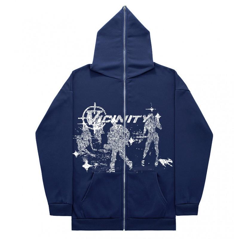 Y2K Zip Up Hoodie Vintage Hip Hop Cardigan Sweatshirt Women Streetwear