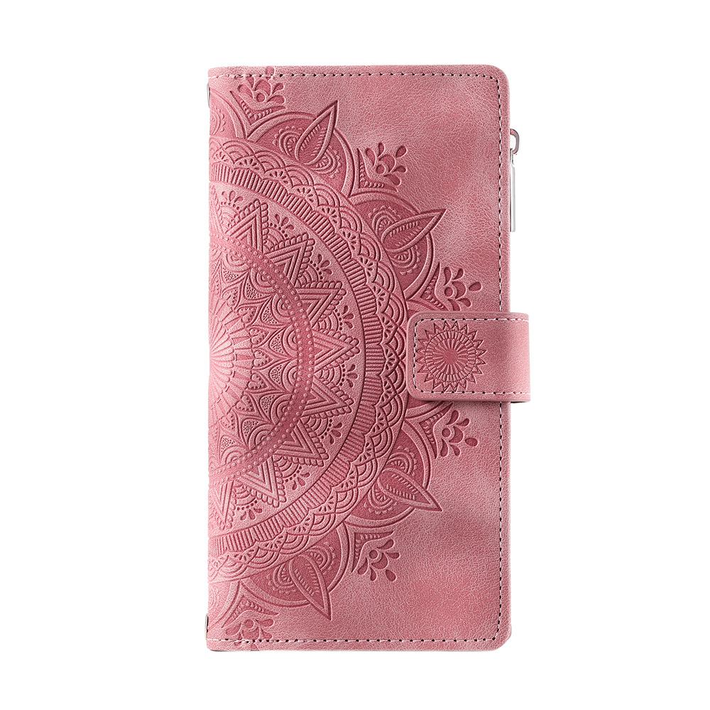 For Samsung Galaxy All Series for A Series,J Series,S Series,Note Series Embossed Design Flip Leather Zipper Wallet Handbag Case Cover