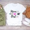 Mom's Mother's Day Themed Printed Round Neck Plus Size Fashionable Loose Cotton Short Sleeved Top T-Shirts Women’s