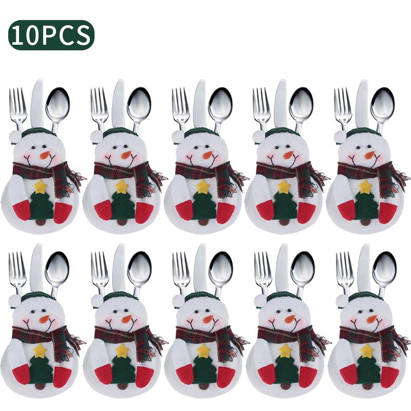 10 шт. рождественские держатели для серебра, набор милых ножей и вилок, сумки, кухонная посуда, карманы для Рождества, домашний ресторан, декор стола, орнамент