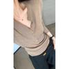 Button half open neck ice silk knitted long-sleeved shirt women's summer thin soft waxy slim slim bottom top