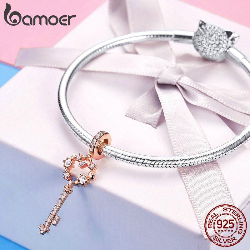 BAMOER. Женский кулон в форме ключа из стерлингового серебра 925