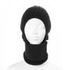 Winter cold weather gear: knit neck warmer, fur hat, and balaclava
