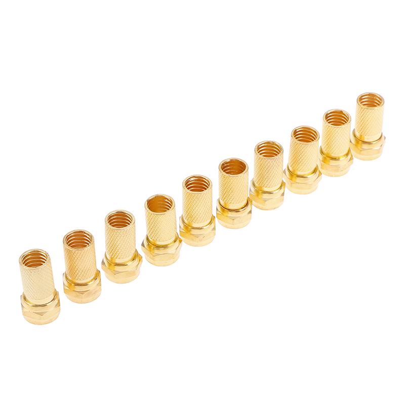 10 шт. скручивающиеся вилки коаксиального кабеля Rg6 типа F, латунный разъем, медь