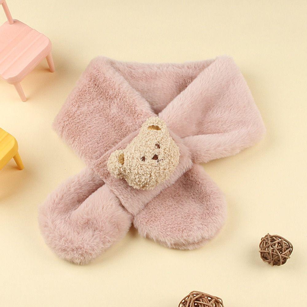 Plush Neck Warmer Warm Plush Scarf Fashion Children Cross Neckerchief  Outdoor