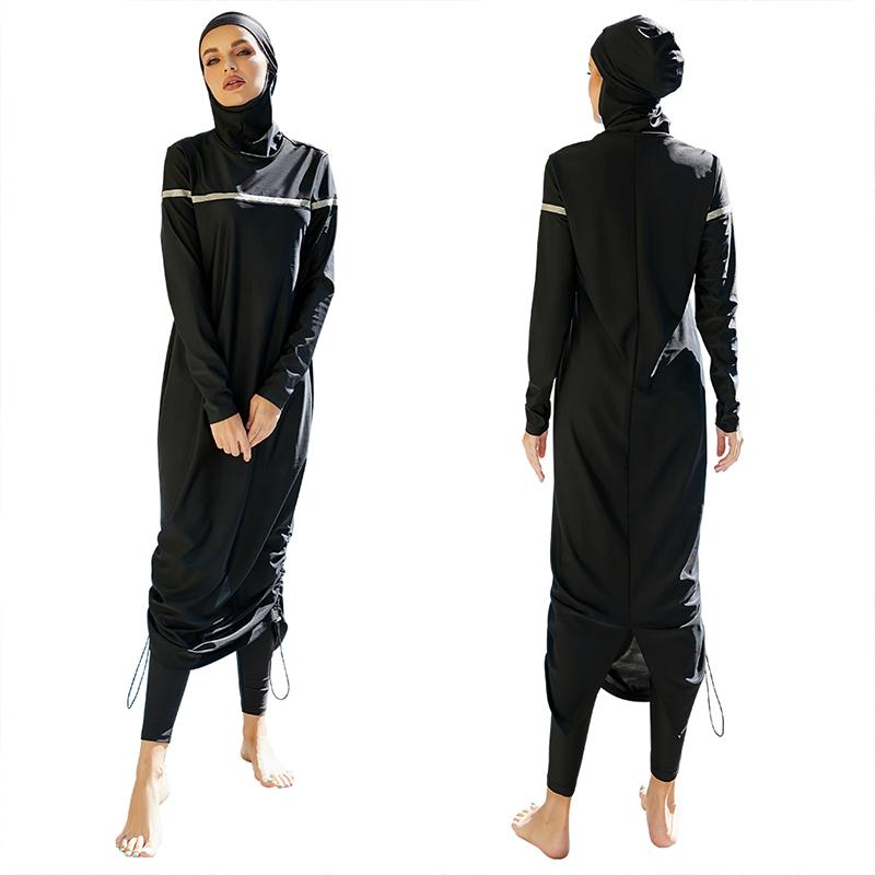 Women Muslim Bathing Suit With Cap Printing Long Sleeve Swimsuit Modest Muslin Beachwear Women Swimwear Islamic Burkinis Wear Whole Swimsuit
