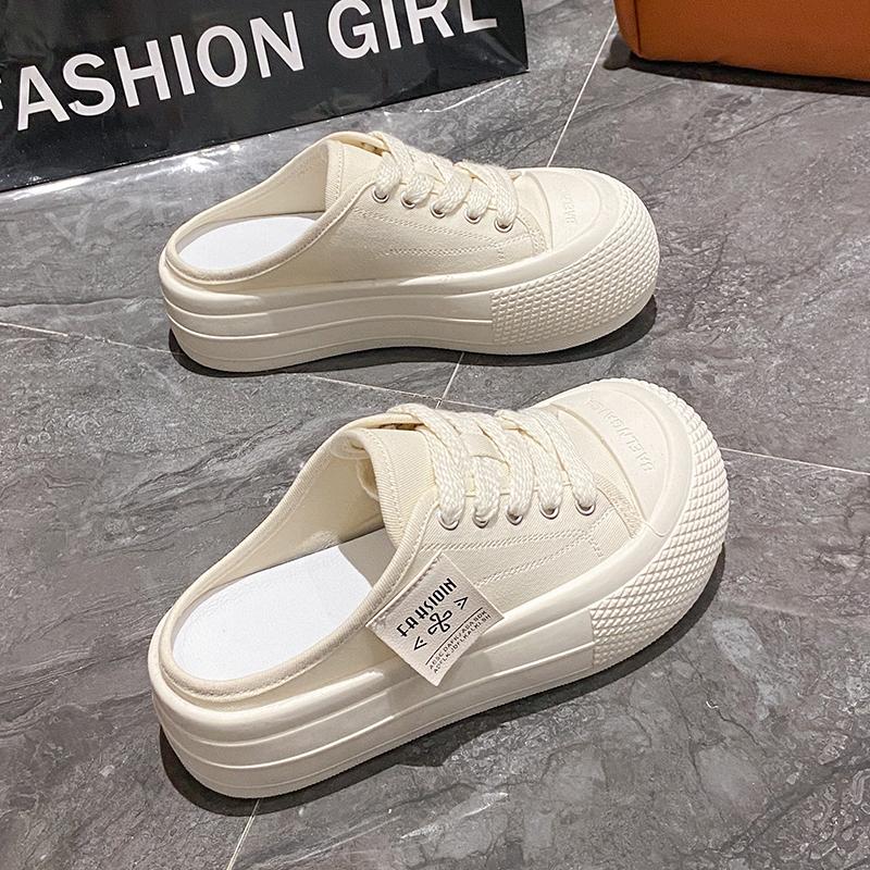 CRLAYDK женские парусиновые мюли на платформе модные кроссовки повседневные слипоны повседневные шлепанцы комфортная обувь для ходьбы увеличивающая рост