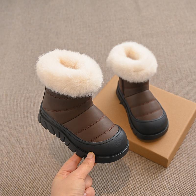 Korean Kids' Fur-Lined Cotton Snow Boots, Winter 2024 Collection