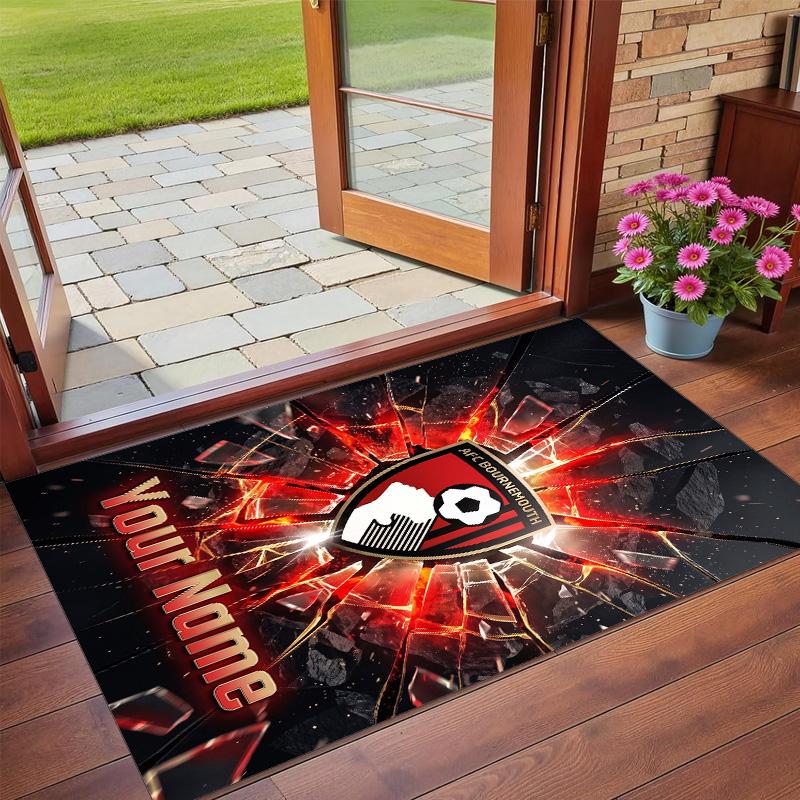 Crystal Velvet Rug Custom Name Text, Soft Non Slip Floor Mat Home DecorBournemouth Football