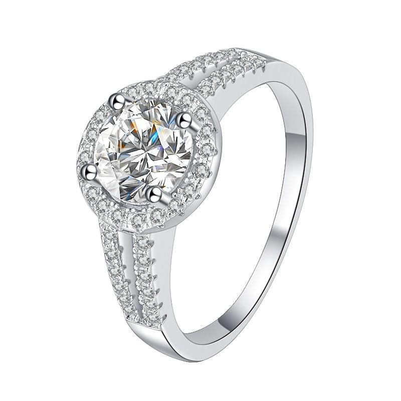 D Color 1ct Moissanite Ring S925 Sterling Silver Women's Ring Round Bag V Carat Ring Engagement Diamond Ring Wedding Ring Gift for Girlfriend