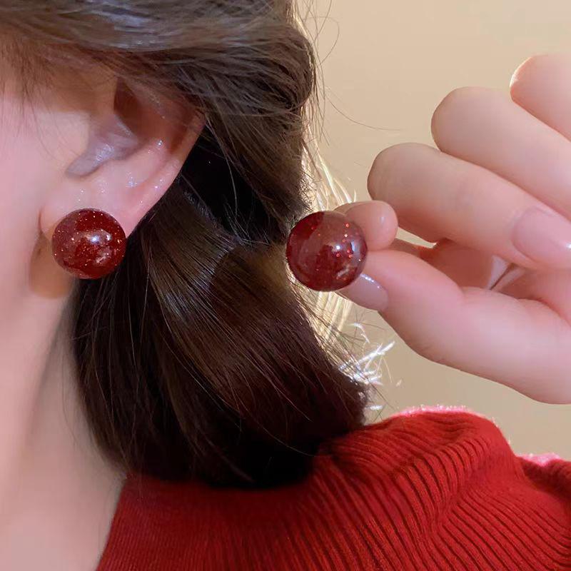 Серьги-каффы Ancola Red Silver Geometric с эмалью - Ретро мода, Высококлассные каффы для женщин