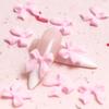 50 Pcs Kawaii Bow Nail Charms Korean Manicure Design Decorations White Beige Pink Resin Rhinestone Nail Art Supplies Parts