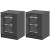 Set of 2 Modern Nightstands with 3 Drawers for Bedroom and Living Room in Particleboard, 40x36x56 cm, Grey