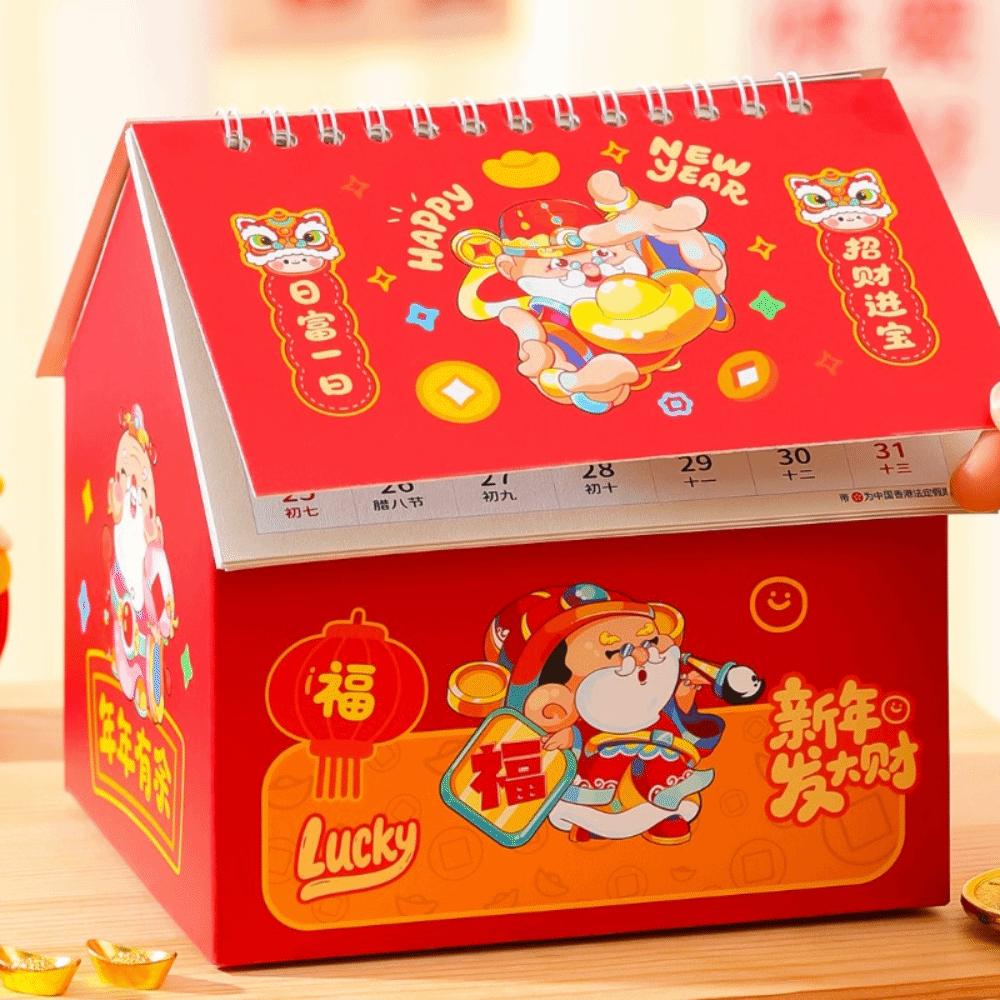 Cartoon 2026 Desk Calendar Coil Binding Standing Flip Calenda Monthly Planner Spring Festival