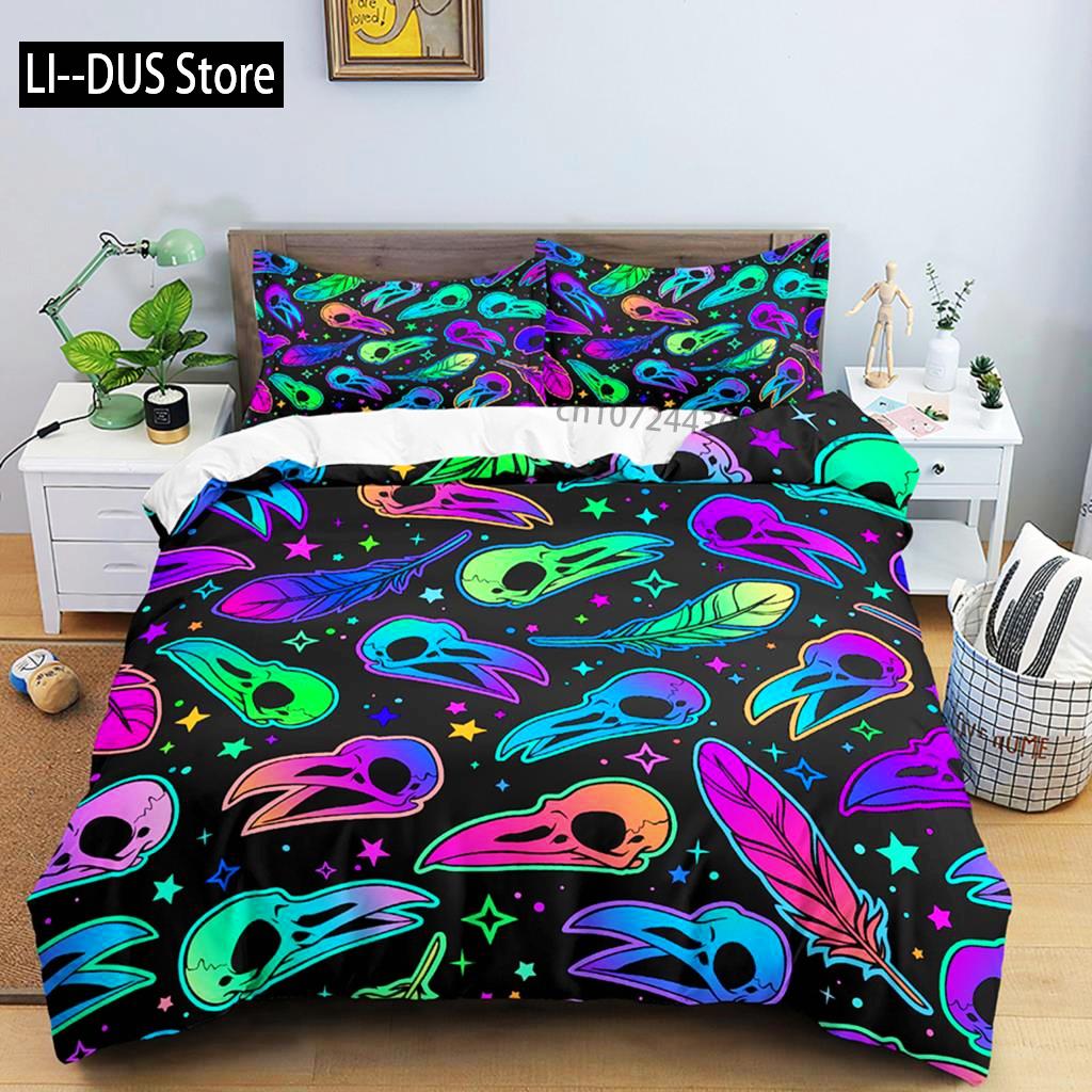Comforter Neon Color King Rainbow Gradient Pumpkin Bedding Set Microfiber Halloween Theme Twin Comforter