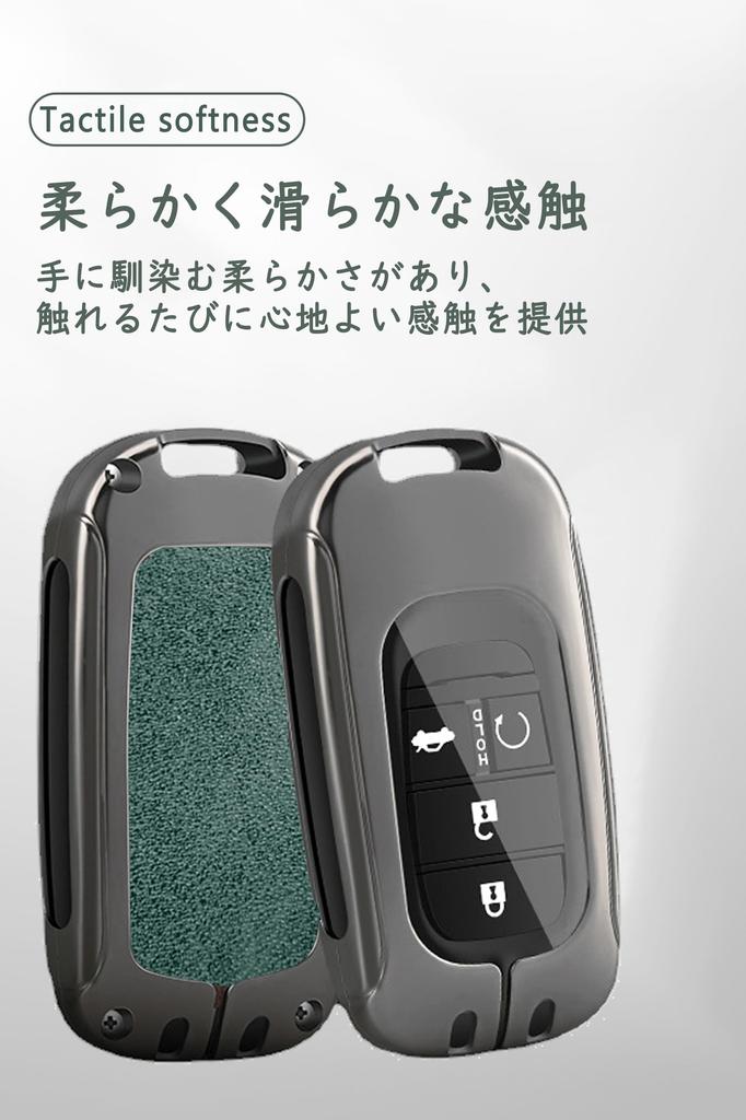 [ontto] Чехол для ключа Honda Key Case Key Holder из сплава + кожи Стильный смарт-ключ, совместимый с Step Wagon N-BOX JF5 JF6 Odyssey Fit XRV Accord Civ