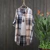 Осенняя элегантная повседневная рубашка с длинным рукавом для женщин, корейская мода, свободные блузки на пуговицах, клетчатые хлопковые блузки средней длины