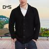 Мужское шерстяное пальто с воротником-шалью, свитер, кардиган с карманами, мягкая теплая трикотажная зимняя куртка для работы, вечеринок и спорта
