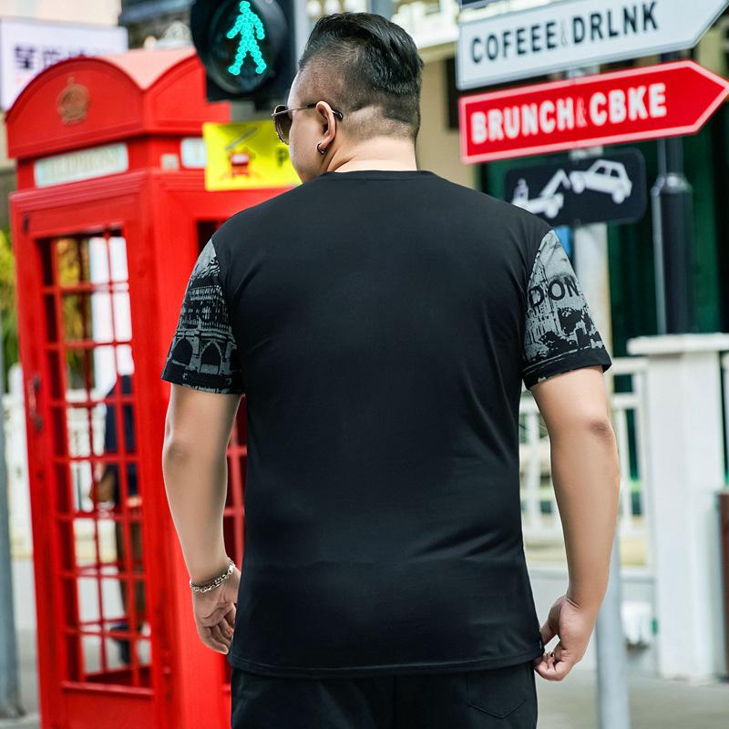 Мужская летняя свободная футболка больших размеров Fat с короткими рукавами Tide Fat Fat Man, рубашка большого размера с половиной рукавов, топ 7XL