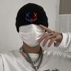 Шапка-бини с грустным лицом и вышивкой, женская осенне-зимняя вязаная шапка Skullies, теплая лыжная кепка в стиле хип-хоп, повседневная однотонная уличная шапка