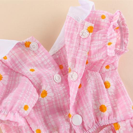 Яркая одежда для щенков, стильная клетчатая юбка для собаки с лацканами и цветочным принтом