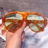 Vintage Oversized One Piece Gradient Sunglasses Women New Fashion Leopard Print Elegant Sun Glasses Ladies Trendy Cat Eye Shades
