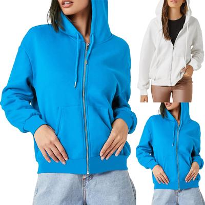 Толстовка с капюшоном на молнии для женщин с длинным рукавом, свободные толстовки для женщин, куртка с карманами, модная одежда на осень