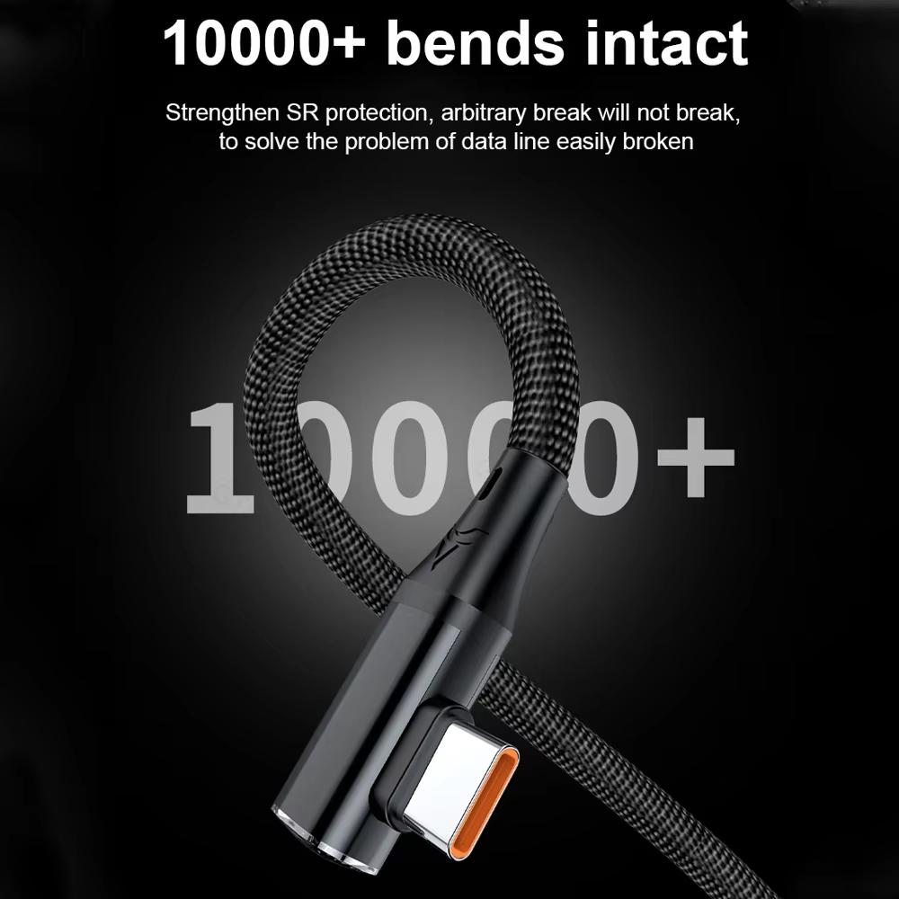 120 Вт сверхбыстрая зарядка USB-кабель Type C 90-градусный коленчатый кабель для Samsung Xiaomi Hwawei Redmi POCO Oneplus общий кабель