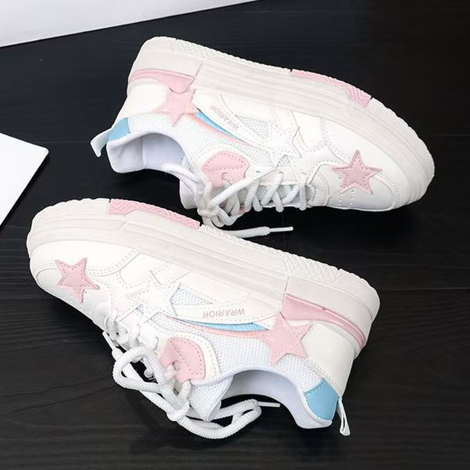 2025 New Explosive Star Board Shoes Mesh New Little White Shoes Platform Versatile Casual Shoes Student Sports Women's Shoes