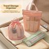 Travel Toiletry Bag - Large Capacity Mesh Fabric Breathable Storage Bag For Miscellaneous Items - Visible Makeup Bag - Drawstrin