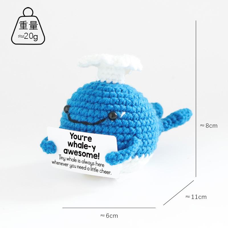 Funny Crochet Positive Inspirational Emotional Support Cat Doll Home Room Decoration Handmade Knitted Cat Desktop Ornament Gift