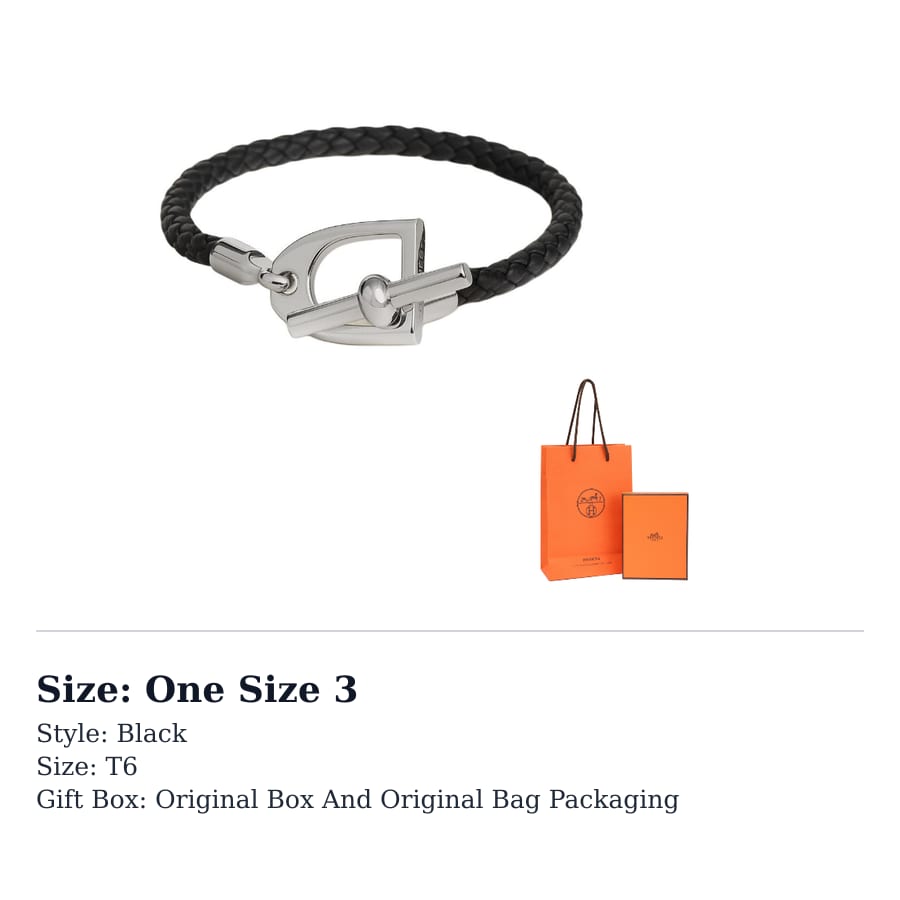 HERMES Etrier Bracelets Unisex Black H100063FP89T3