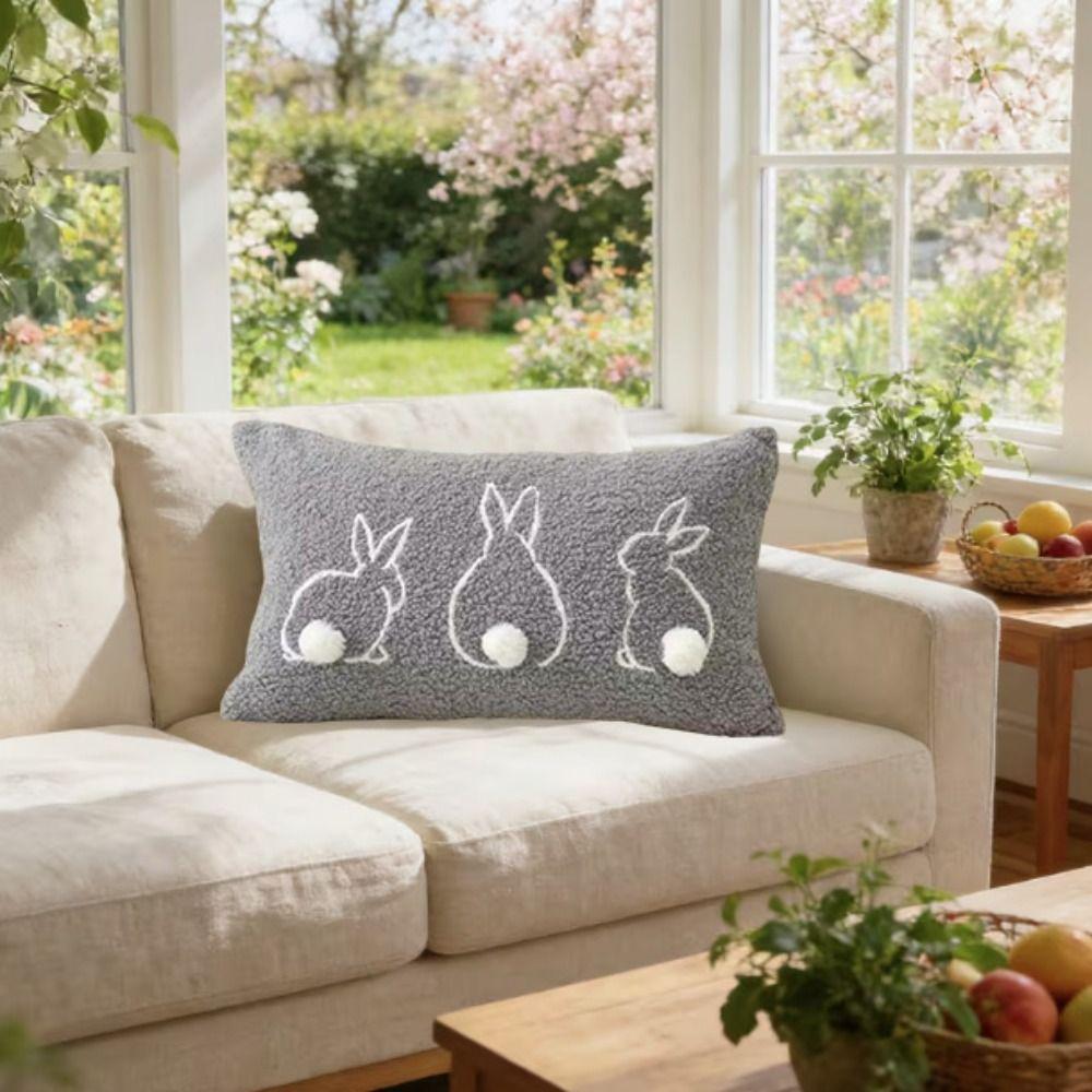 Hidden Zipper Rabbit Pillow Case Plush Pillowslip Cartoon Easter Bunny Pillow Cover Holiday
