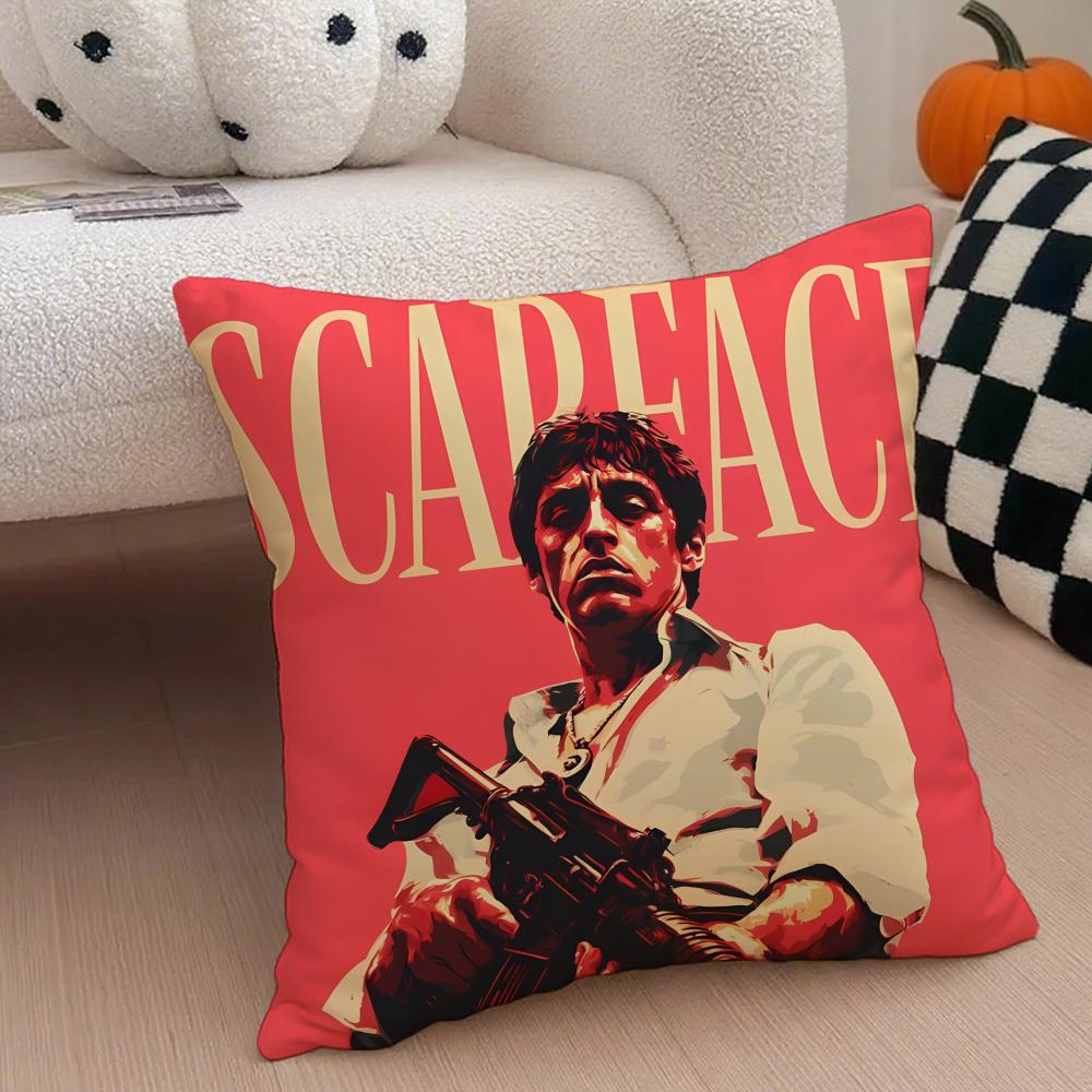 SScarface Cushion Cover Throw Pillow Cover Hidden Button Durable Polyester Chair Cushion