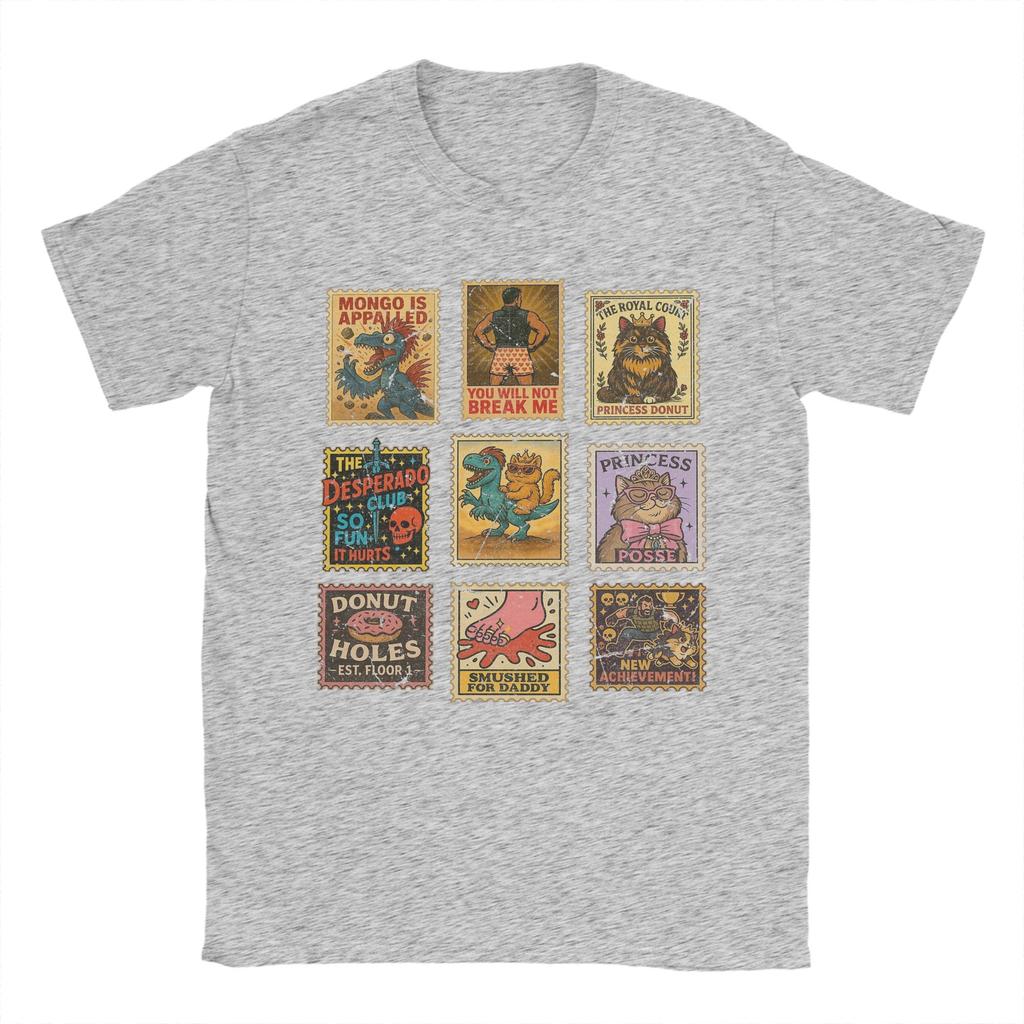 Dungeon Crawler Carl Vintage Stamp T Shirts Men Cotton Funny TShirts Crew Neck  Tees Short Sleeve Clothes Plus Size