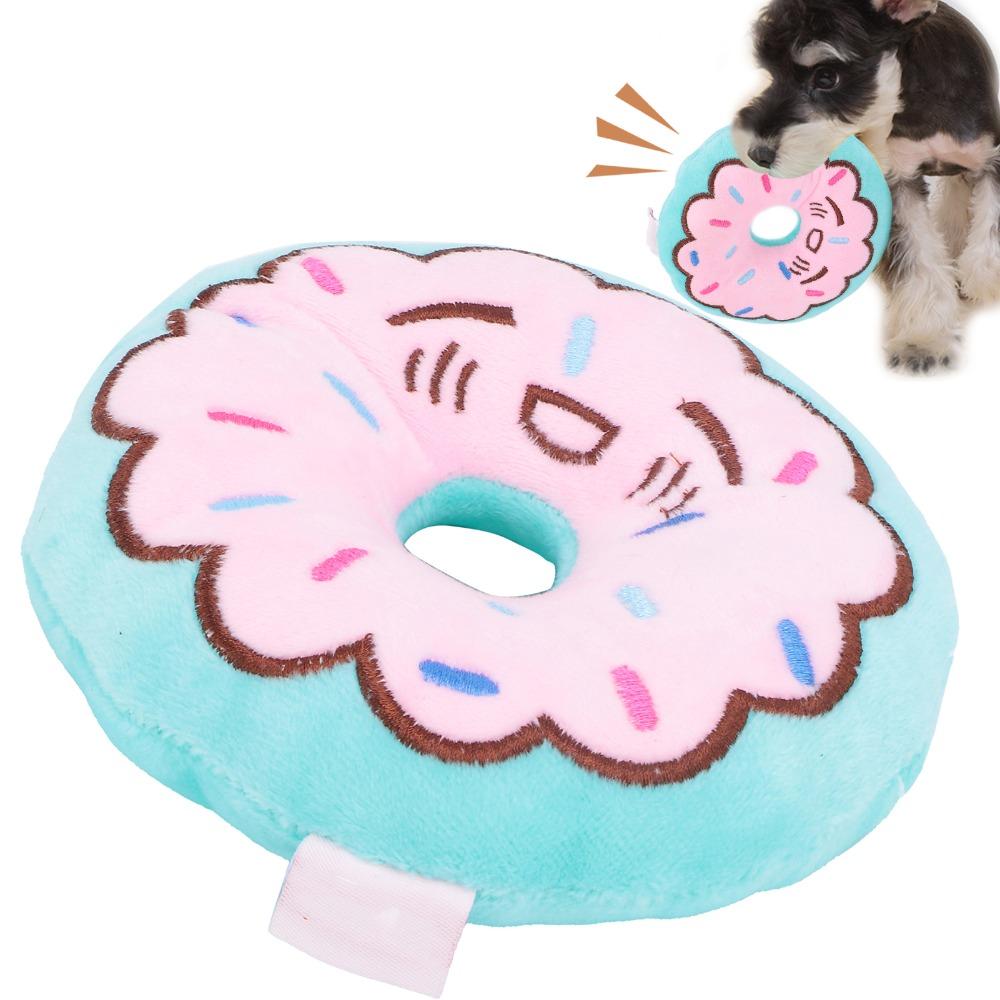 Plush Filled Donut Dog Toy Chew Tough Plush Pet Toy Interactive Dog Chew Toy Boredom Relief