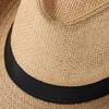 Unisex Gangster Cap Wide Brim Cowboy Fedora Hat Straw Panama Cap Sun Hat Jazz Dress Hat