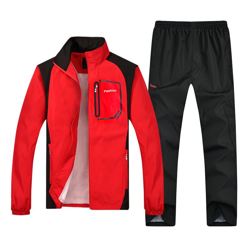 Spring Autumn Men Sportswear Set Casual Sportswear Dad Outfit Thin Hoodie Two-piece Set