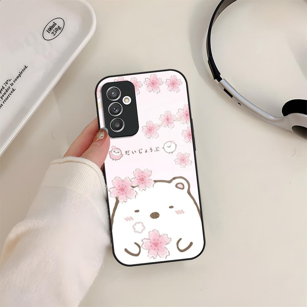 Мультяшный чехол для телефона Sumikko Gurashi со стеклом для Samsung S24 S26 S23 S20 S25 S21 S22 Ultra Fe Plus A05 A06 A16 A26 A36 A56 Coque