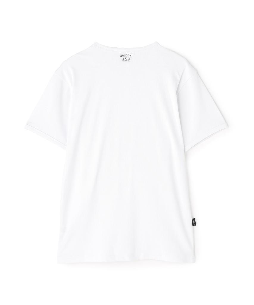 AVIREX DAILY RIB V-NECK TEE 6143501 men's L white