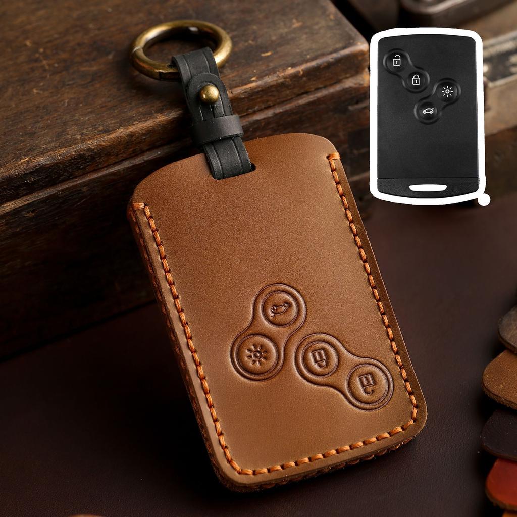 Кожаный чехол для автомобильного ключа Renault Megane 2 3 Clio Scenic Duster Kaptur Captur Logan Laguna Zoe Koleos Danilo Nema Fluence