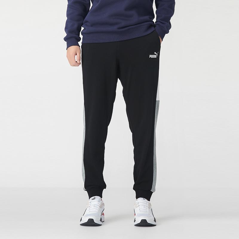 Puma Спортивные штаны с цветными блоками и эластичными манжетами Мужские штаны Черный 587158-01