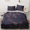 3D Black Bedding Set Pillowcase King Queen Full Single 200x200 Bed Linen Gold Design 3D Printed Duvet Cover Set For Teens Women