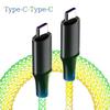 66 Вт RGB цветной свет USB C кабель для быстрой зарядки для Xiaomi Samsung Dual Type-C телефон зарядное устройство шнур передачи данных для iPhone 15