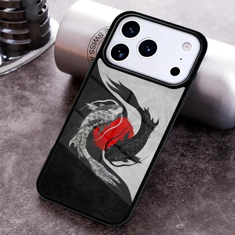Yin Yang Koi Phone Case For iPhone 17,16e,15,14,13,12,11,Mini,Pro,MAX soft Silicone Cover